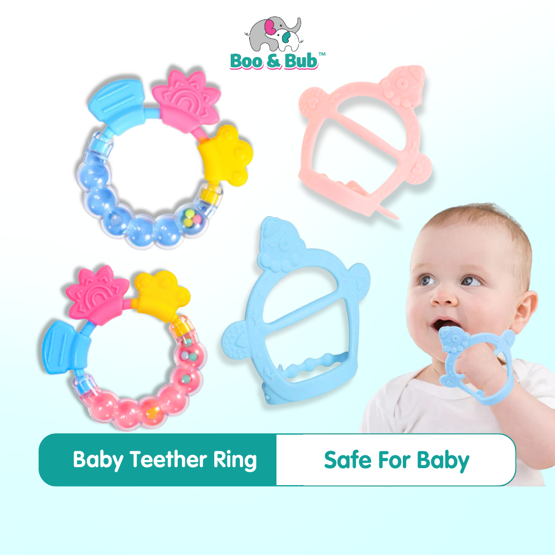Boo&Bub Baby Teether Ring |Toddle Safe BPA Free Banana Teething Ring Silicone Chew Dental Care Toothbrush Nursing Gift - Boo & Bub