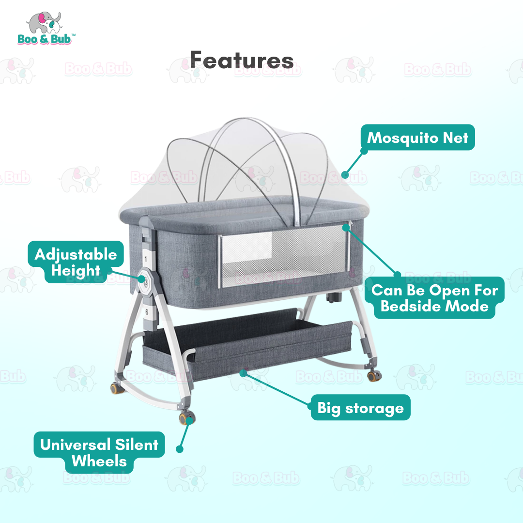 Boo&Bub Newborn Folding Baby Crib Multifunction Portable Baby Cot Adjustable portable baby Bed travel cot katil bayi - Boo & Bub