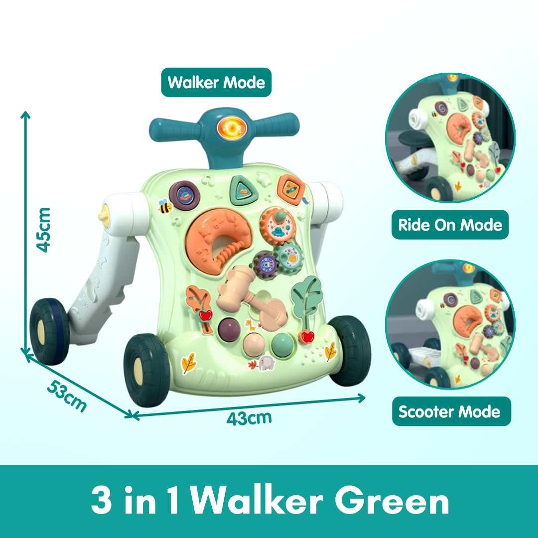 Baby Walker | Stand-to-Sit Trolley High Quality Kids Gift For Toddler Learning Walk Music Piano Phone Drawing Toy - Boo & Bub
