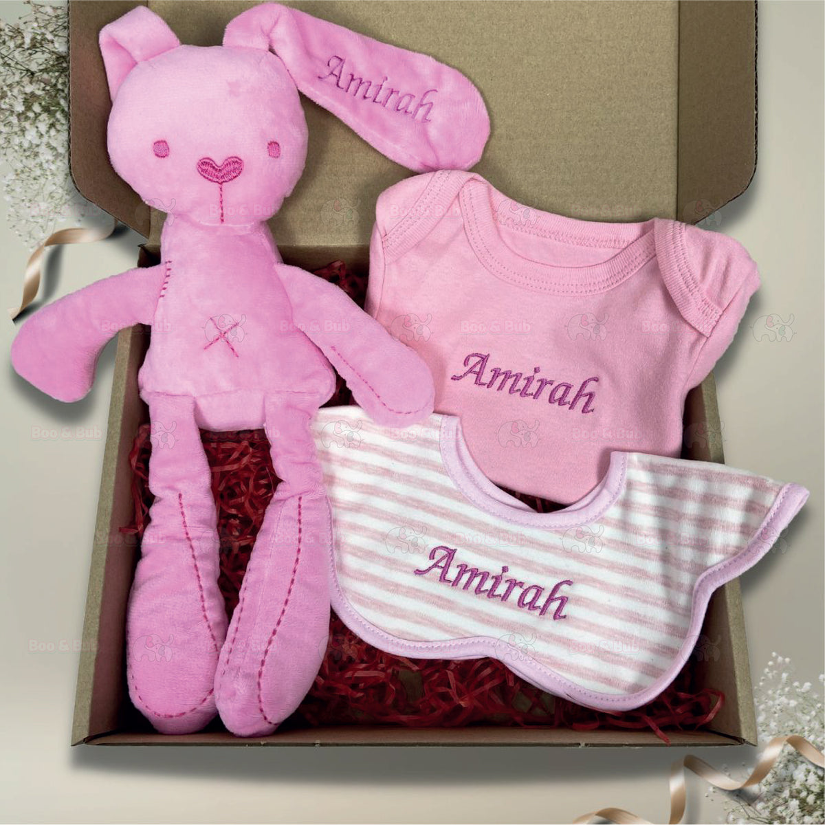 Personalized name embroidery newborn baby gift box set ( SULAM NAMA) - Boo & Bub