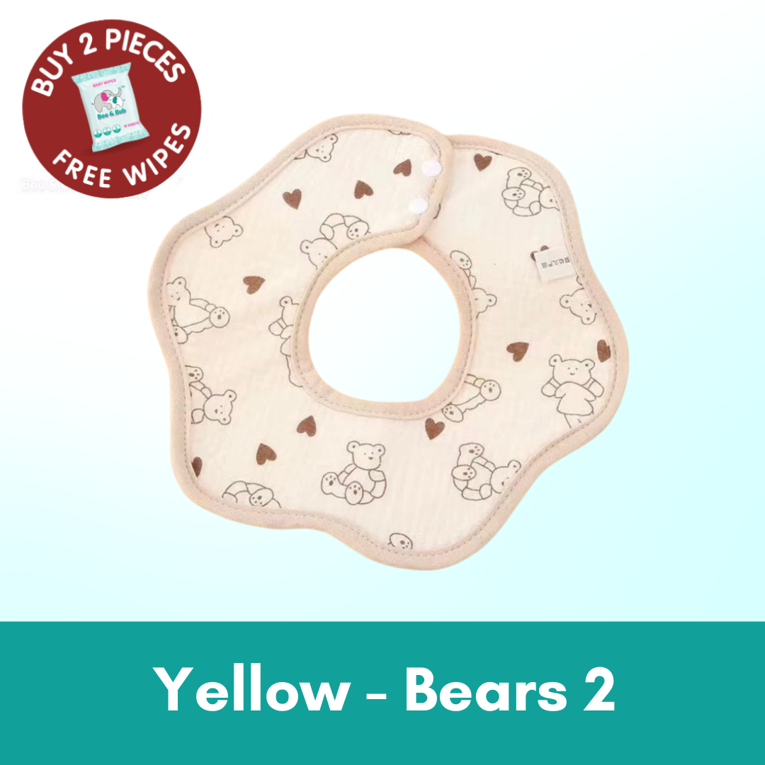 Flower Bib | Petal Pure Cotton Saliva Towel Newborn Comfort Infant Toddler Feeding Apron Soft Washable Bibs - Boo & Bub