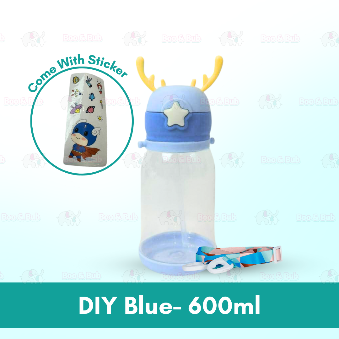 Kids Water Bottle BPA FREE 480ml with Drinking Straw Water Tumbler | Leakproof Water Bottles Outdoor School - Boo & Bub
