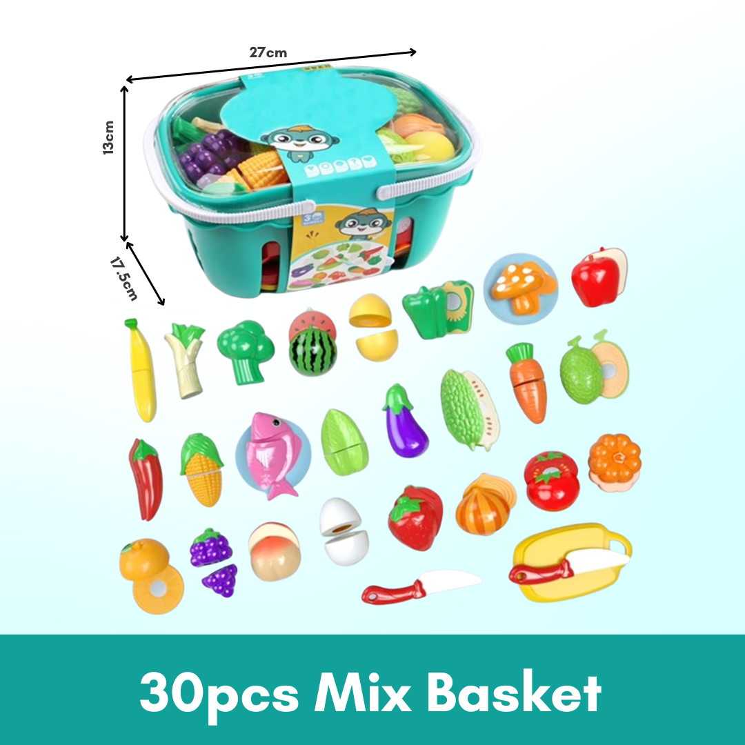 Fruit Vegetable Cutting Pretend Play Set | Plastic Food Toy DIY Gift Toys For Children Kids Educational Toys - Boo & Bub