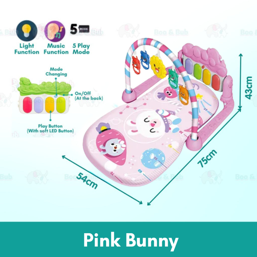 Music Baby Gym Piano Play Mat | Infant Crawling Activity Bed Toddler Exercise Fitness Rattle | Tilam Mainan Bayi - Boo & Bub