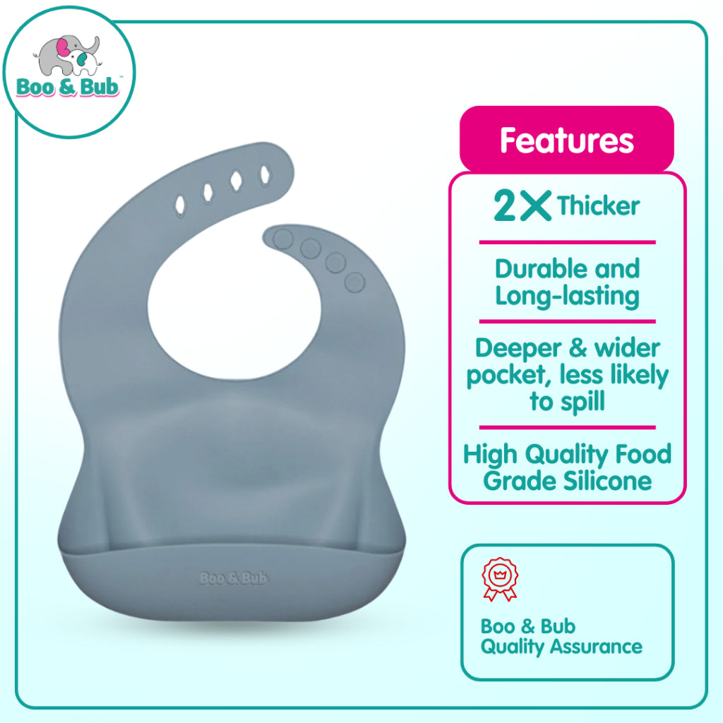 Boo&Bub Baby Stainless Steel Tableware Set 5pcs BPA-Free Silikon Hisap Anti-Tumpah Set Pinggan Mangkuk Bayi 儿童餐具 吸盘防滑 - Boo & Bub