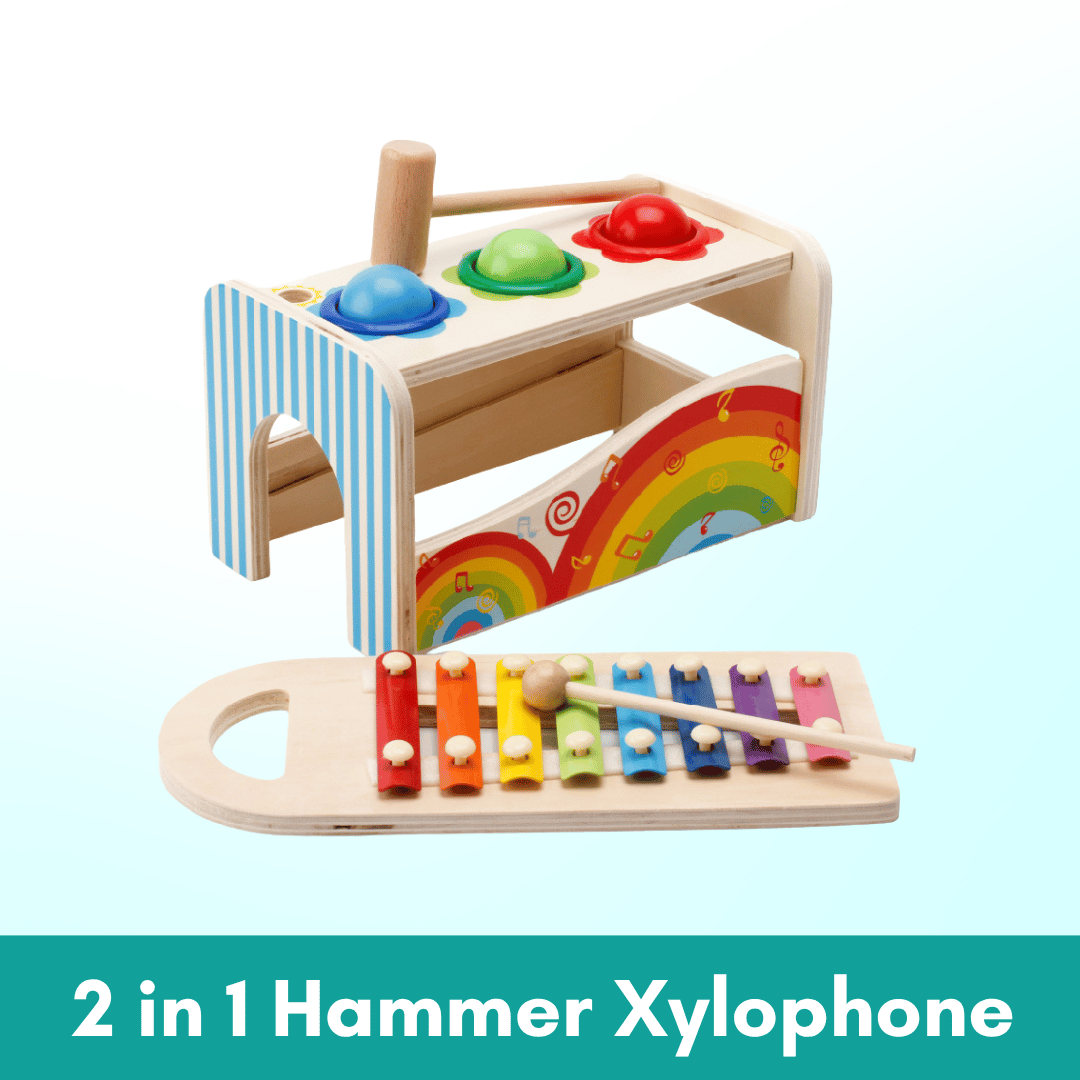 Boo&Bub Wooden Hammer Toys Whack a Mole Game for Kid Pounding Bench Wooden Early Learning Educational Montessori Toys - Boo & Bub