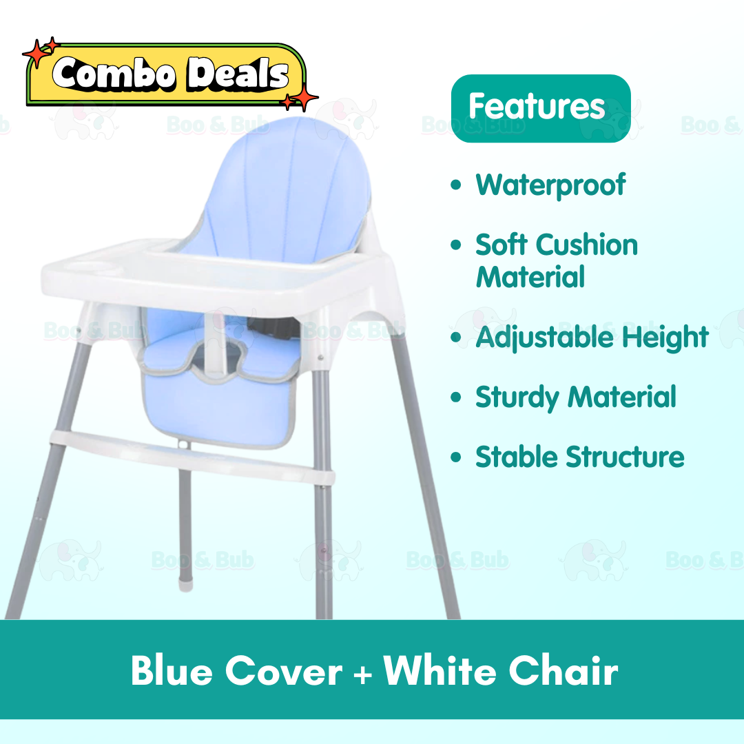 Boo&Bub 2 in 1 Baby Chair Height Adjustable Infant Baby High Chair With Safety Belt Cushion Baby Chair Dining Kerusi - Boo & Bub