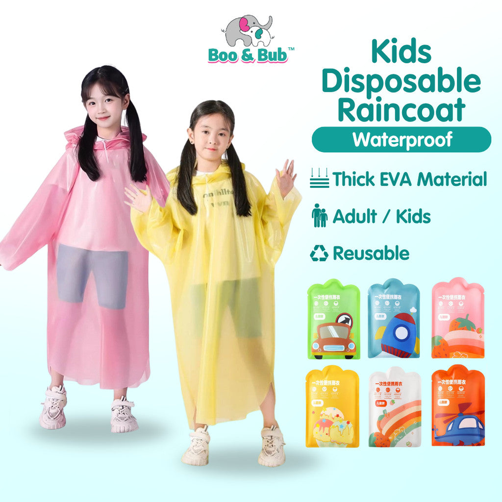 Waterproof Long Raincoat for Kid Women Men | Rain coat Hooded Outdoor Hiking Travel Climbing Thickened EVA - Boo & Bub