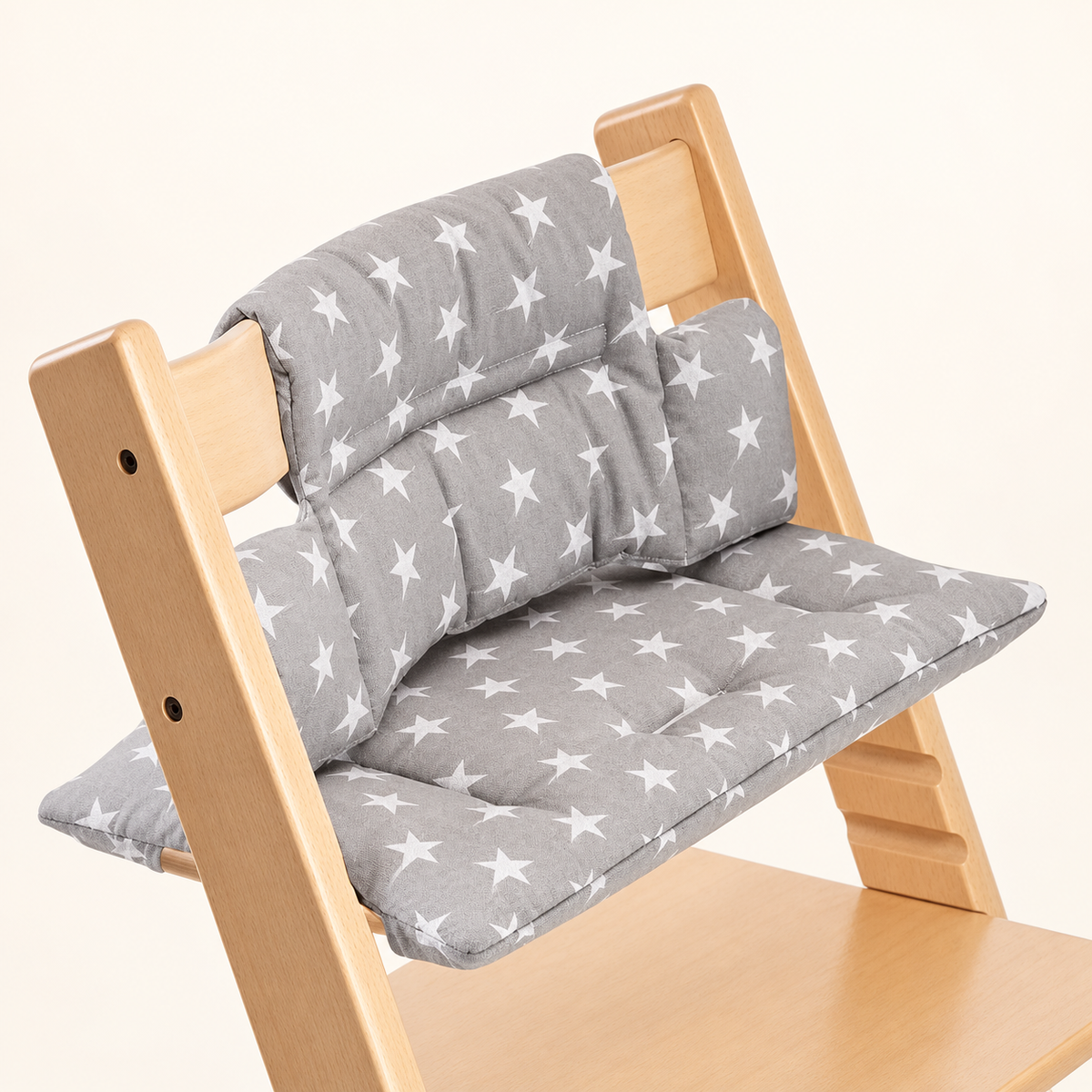 Grey star high-chair cushion
