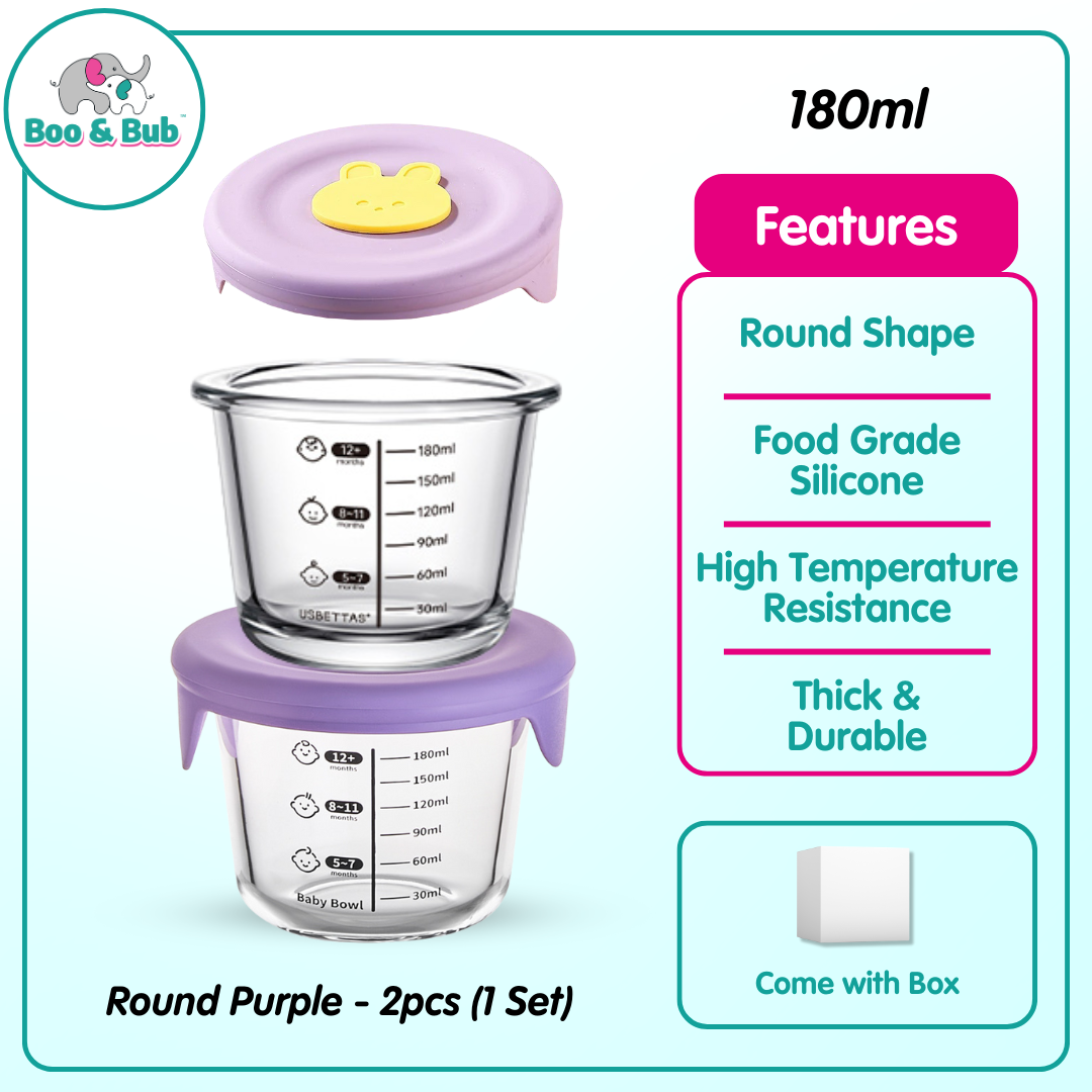 Boo&Bub Children's Complementary Food Bowls Children's Transparent Lunch Boxes Baby Glass Food Storage Containers - Boo & Bub