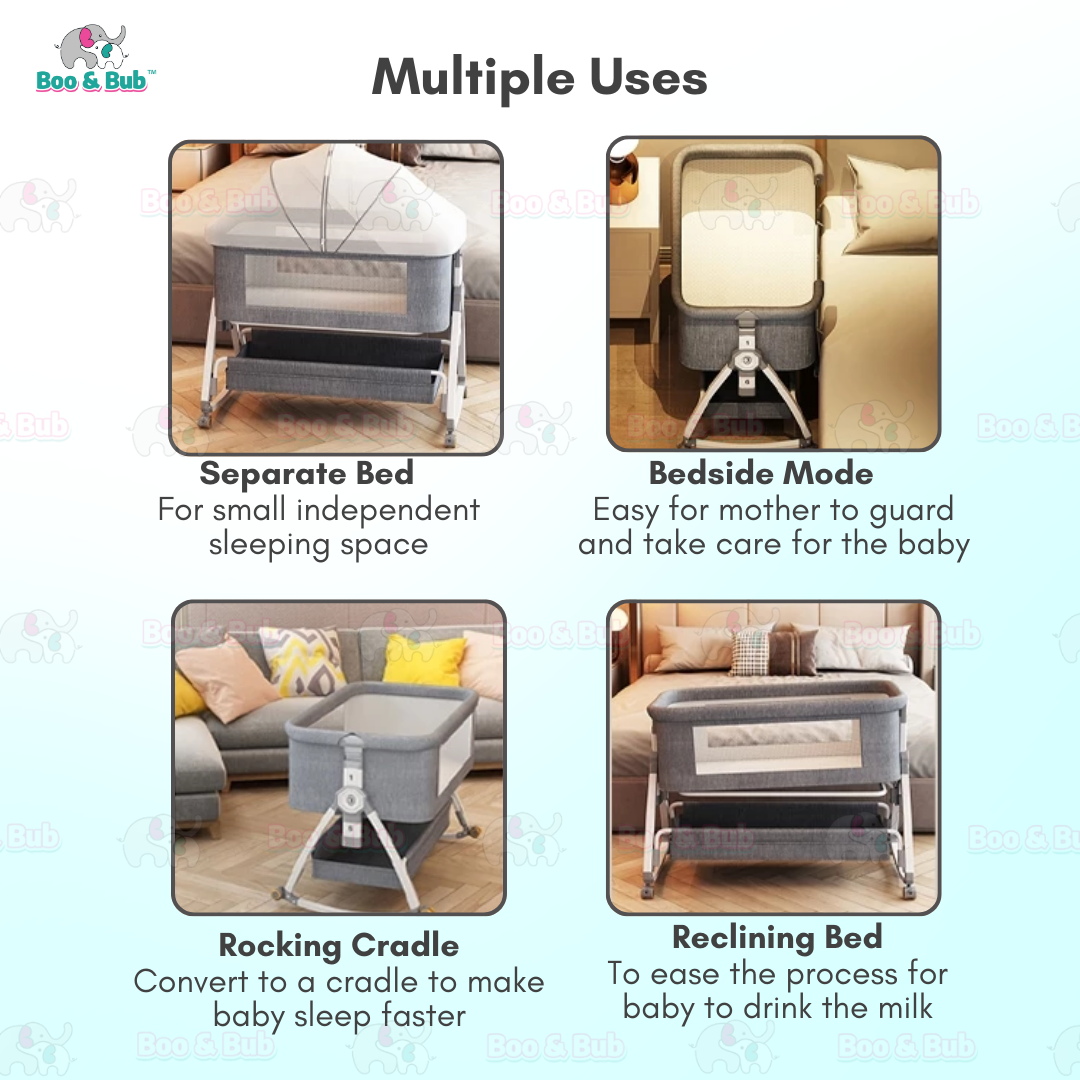 Boo&Bub Newborn Folding Baby Crib Multifunction Portable Baby Cot Adjustable portable baby Bed travel cot katil bayi - Boo & Bub