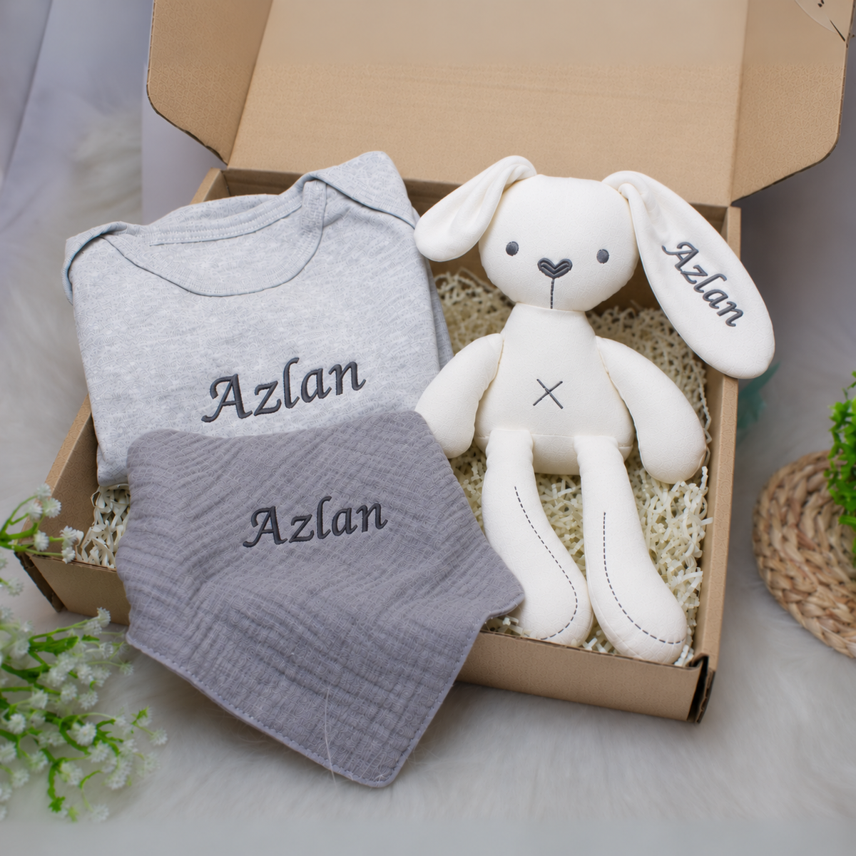 Personalized name embroidery newborn baby gift box set ( SULAM NAMA) - Boo & Bub
