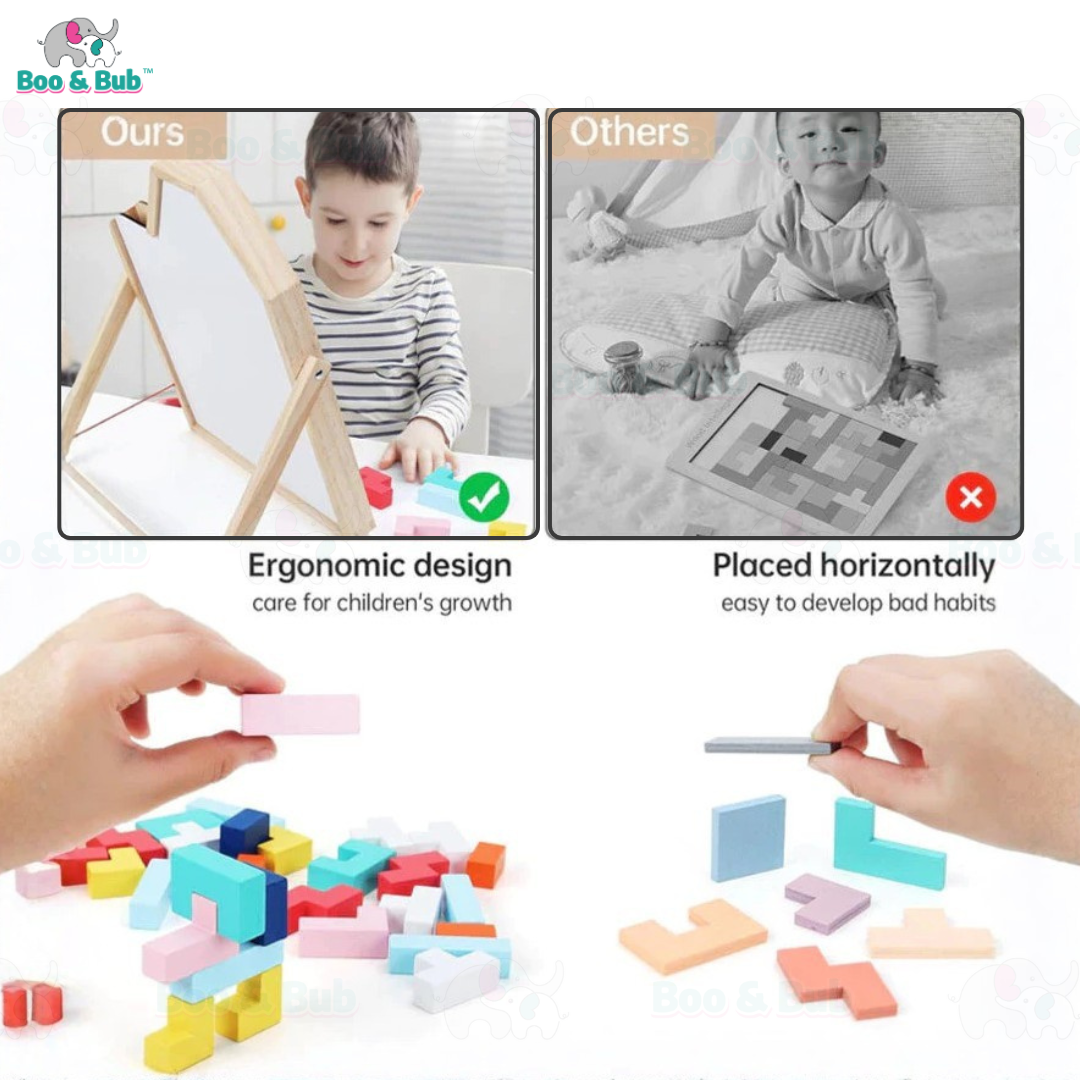 Wooden 3D Tetris Building Cube Puzzle | Soma cube Luban lock Blocks Toy Montessori Educational Creativity Kids - Boo & Bub