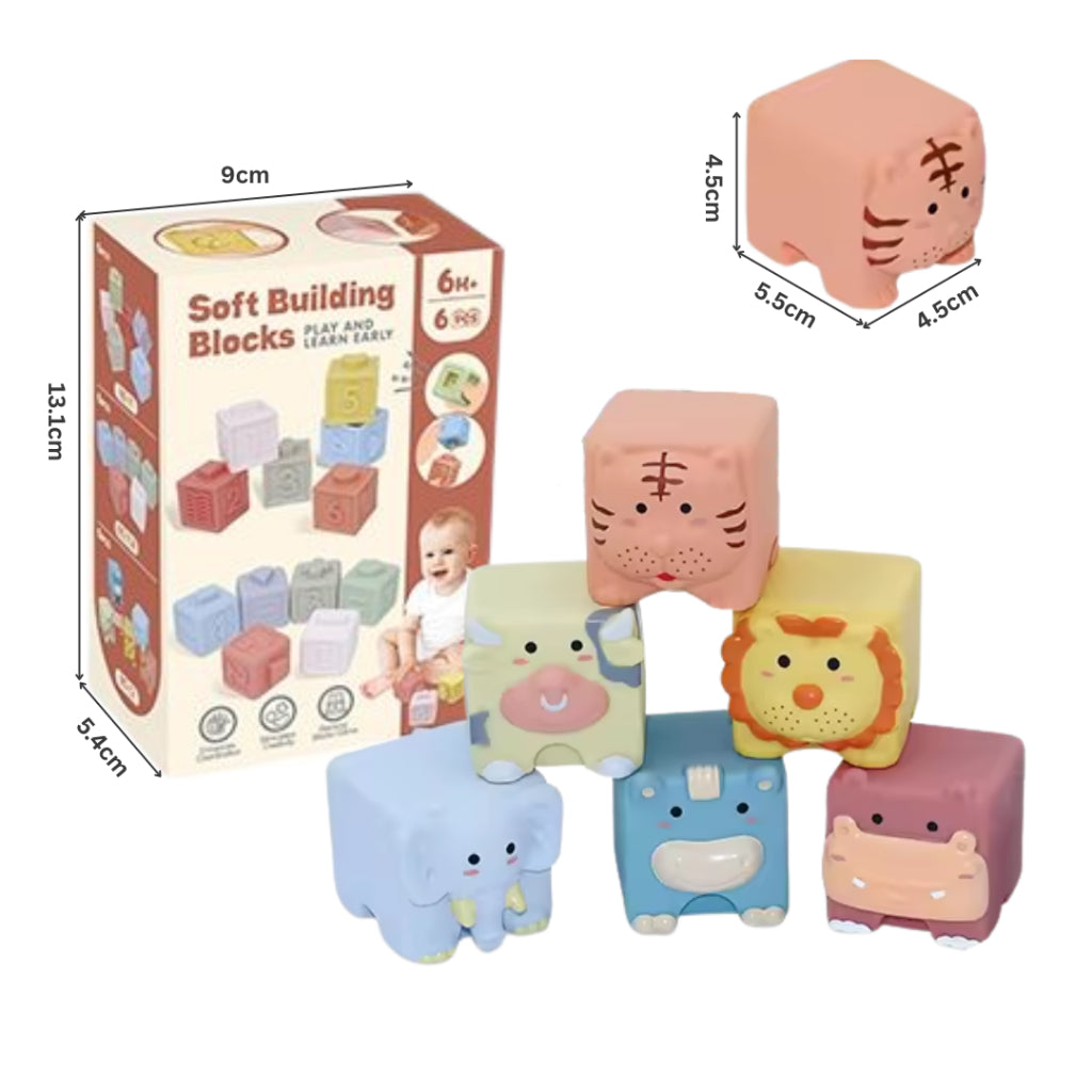 3D Baby Rubber Bath Cube Toy | Kid sensory Building Blocks Soft Ball Stacking Early Education Learning Play toys - Boo & Bub