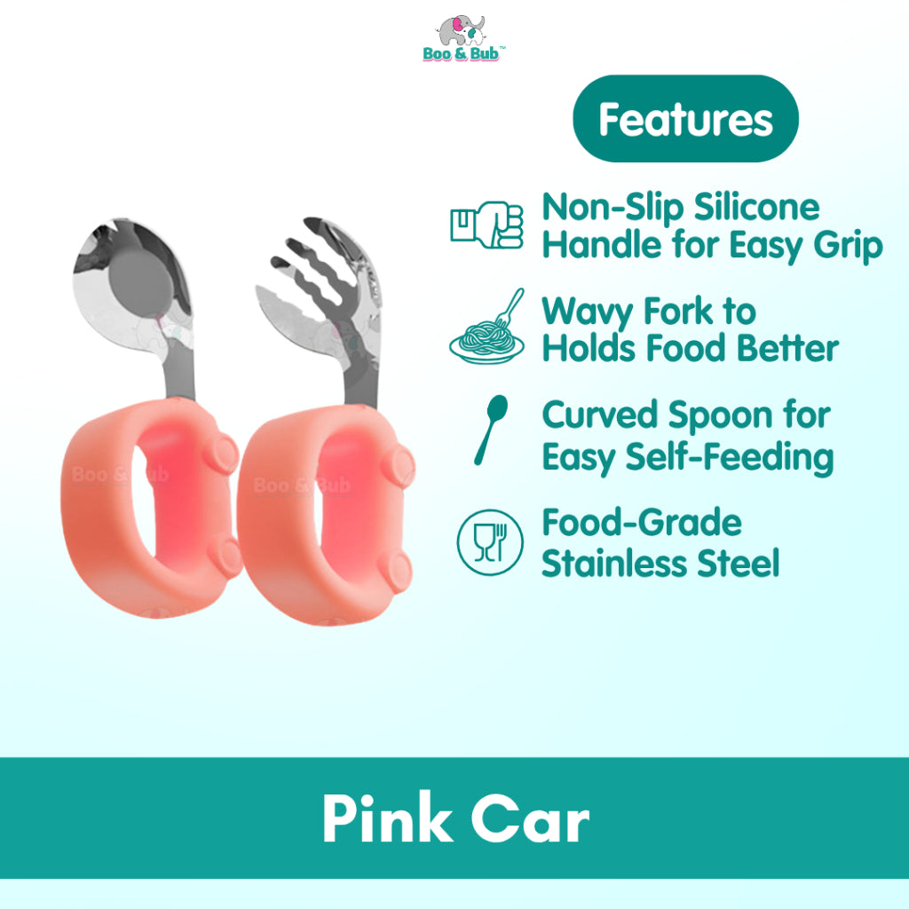 2PCS Soft Silicone Baby Spoon Set | Baby Infact Tableware Feeding Dishes Tableware For Kids Learn To Eat Training - Boo & Bub