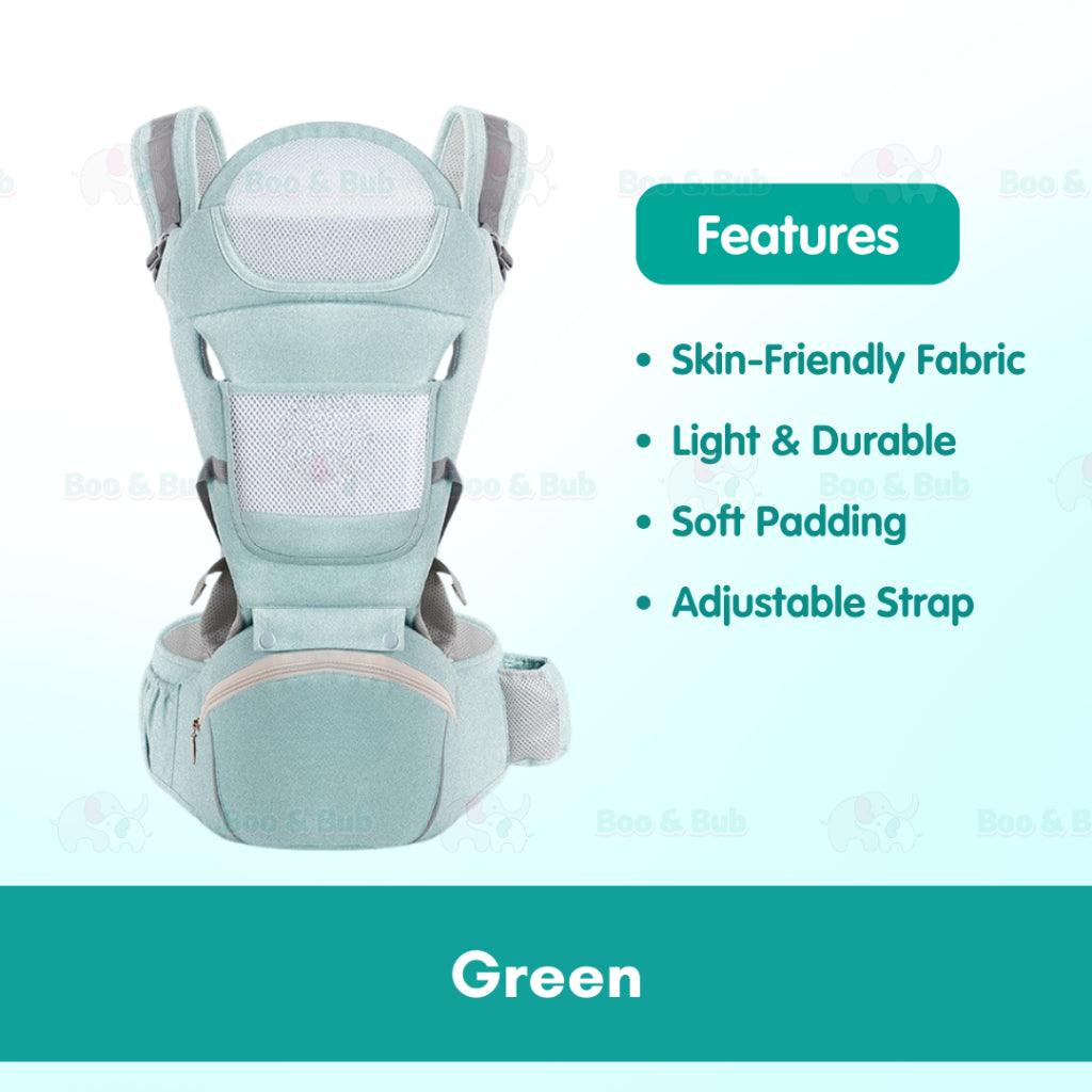 Ergonomic Baby Carrier | Newborn Infant Baby Hip seat Carrier 3 In 1 Front Facing Ergonomic Kangaroo Wrap Sling - Boo & Bub