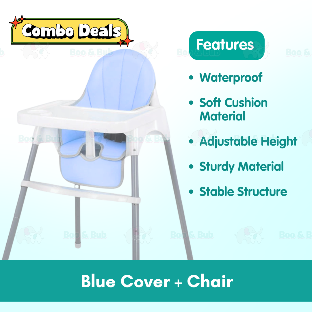 Boo&Bub 2 in 1 Baby Chair Height Adjustable Infant Baby High Chair With Safety Belt Cushion Baby Chair Dining Kerusi - Boo & Bub