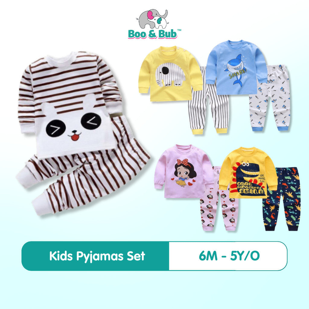 Kid Pyjamas Set | Cartoon Cute Children Sleepwear | Cotton Soft Baby Nightwear Clothes Pajamas | Baju Tidur Budak - Boo & Bub
