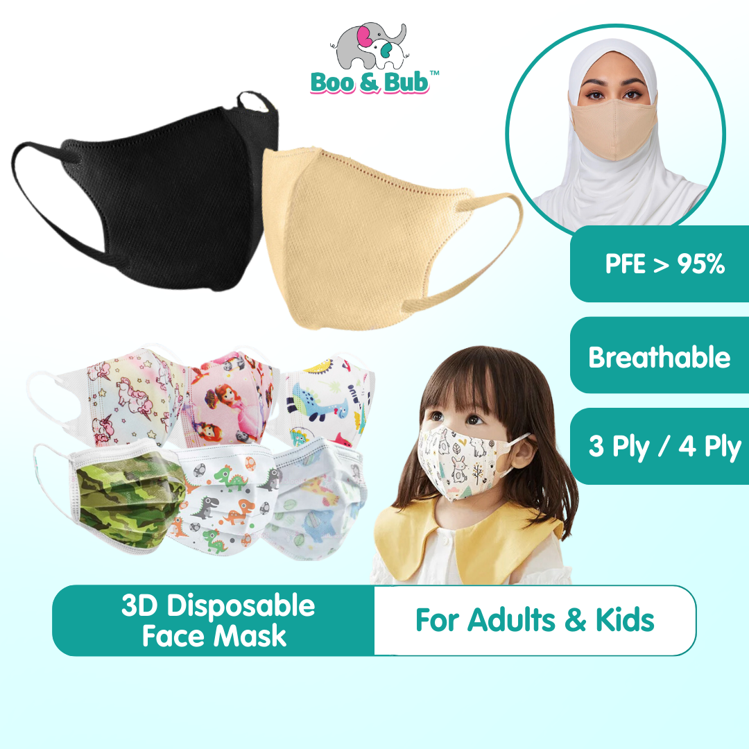 10 PCS Lowest Price / Adult & Child / KF94 / 3PLY & 4PLY Protective Disposable Face Mask Cartoon Print - Boo & Bub
