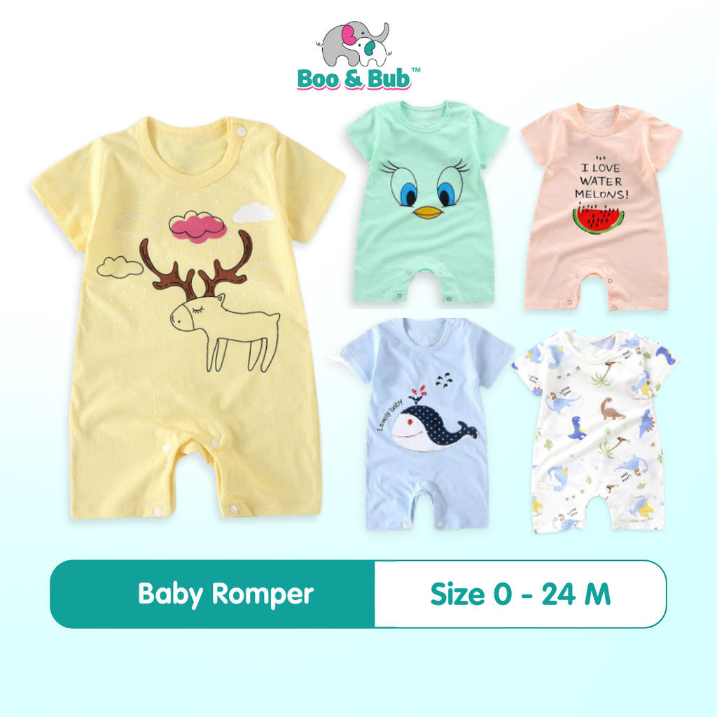 Baby Rompers | Newborn Infant Boy Girl Clothing Short Sleeve Clothes | Baju Bayi - Boo & Bub