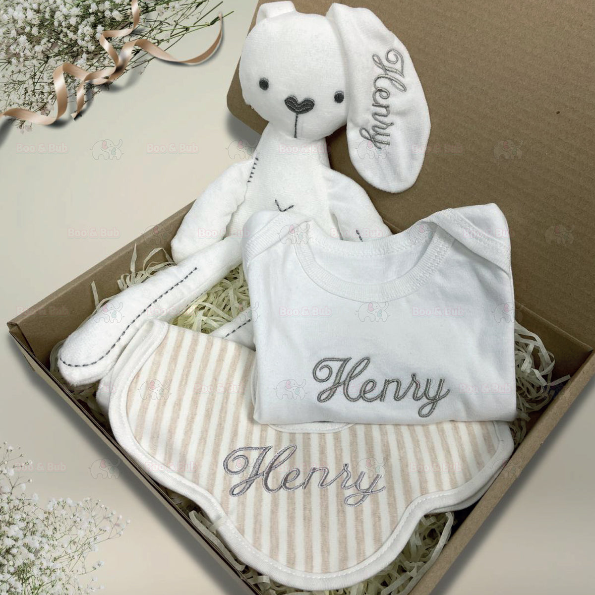 Personalized name embroidery newborn baby gift box set ( SULAM NAMA) - Boo & Bub