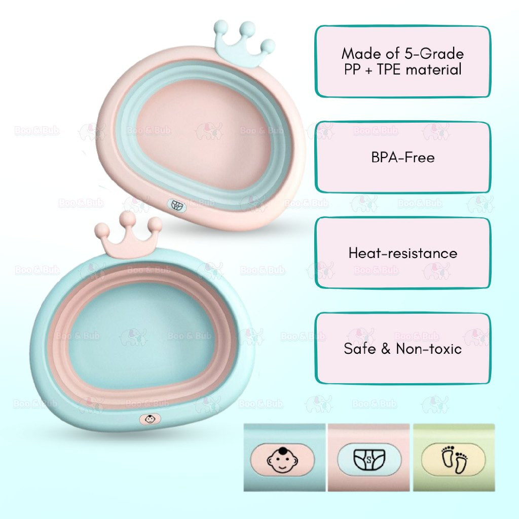 Foldable Children Washbasin | Portable travel Baby basin Silicone Folding Outdoor face washing - Boo & Bub