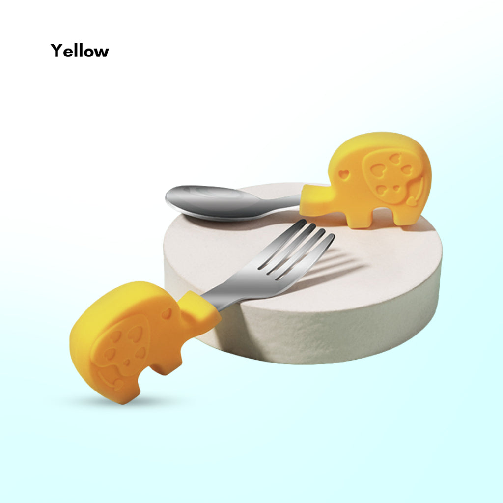 2PCS Soft Silicone Baby Spoon Set | Baby Infact Tableware Feeding Dishes Tableware For Kids Learn To Eat Training - Boo & Bub