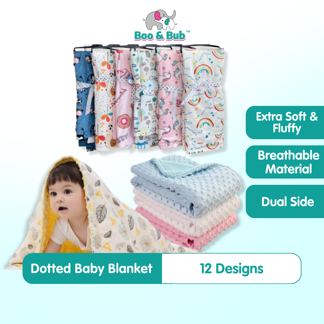 Boo&Bub 120 x 75 CM Baby Baby Dot Blanket | Quilt Flannel Fleece Infant Swaddle Wrap Selimut Kanak-Kanak 婴儿豆豆被 - Boo & Bub
