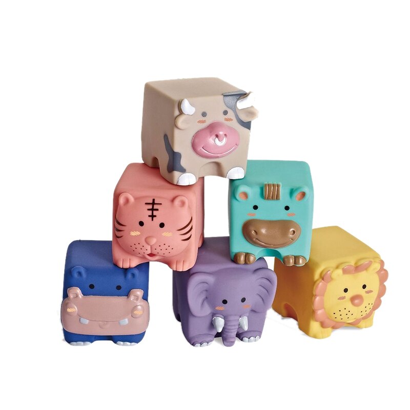 3D Baby Rubber Bath Cube Toy | Kid sensory Building Blocks Soft Ball Stacking Early Education Learning Play toys - Boo & Bub
