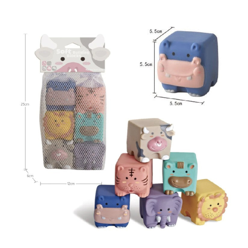 3D Baby Rubber Bath Cube Toy | Kid sensory Building Blocks Soft Ball Stacking Early Education Learning Play toys - Boo & Bub