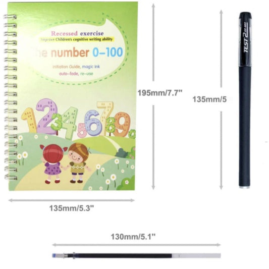 Learn to Write Book | Reusable Children's Copybook For Hand Writing Practice Word Book For Kids Baby Art Book Toy - Boo & Bub