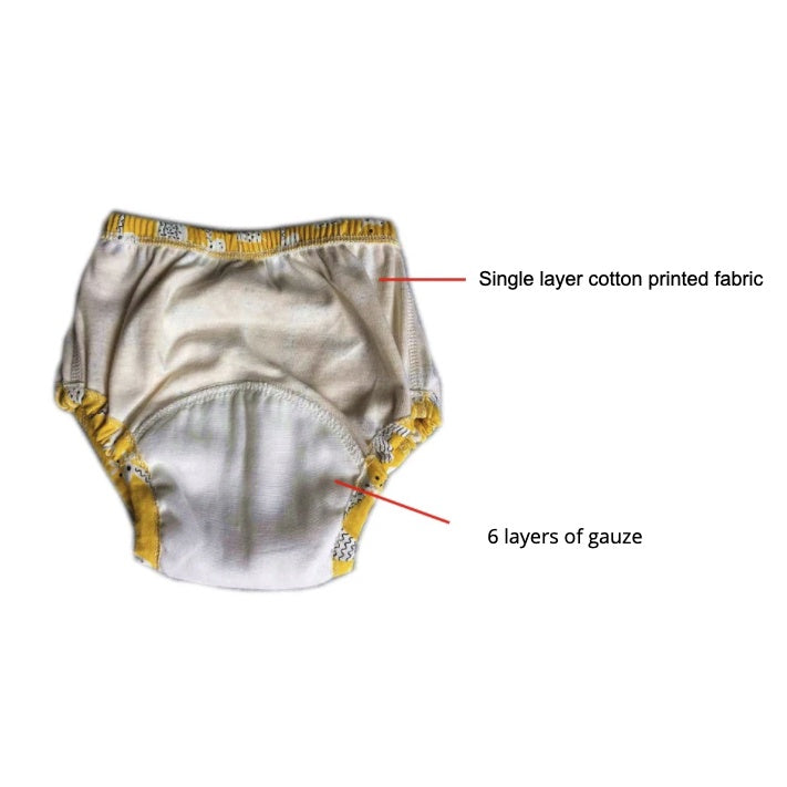 6 Layer - Boo&Bub Waterproof Reusable Cotton Baby Training Pant | Infant Shorts Underwear Cloth Diaper Nappies Panties - Boo & Bub