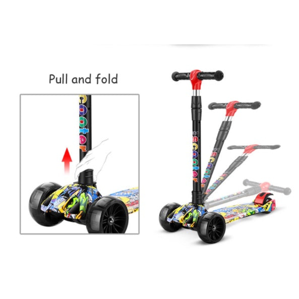 Kid Scooter Flashing Light Wheel | Foldable Aluminum skateboard kids Adjustable Height Foot Scooters Toys Gifts - Boo & Bub