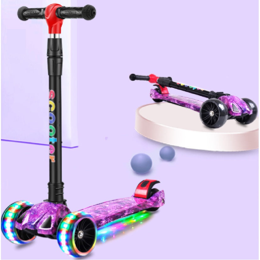 Kid Scooter Flashing Light Wheel | Foldable Aluminum skateboard kids Adjustable Height Foot Scooters Toys Gifts - Boo & Bub