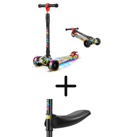 Kid Scooter Flashing Light Wheel | Foldable Aluminum skateboard kids Adjustable Height Foot Scooters Toys Gifts - Boo & Bub