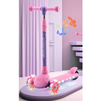 Kid Scooter Flashing Light Wheel | Foldable Aluminum skateboard kids Adjustable Height Foot Scooters Toys Gifts - Boo & Bub