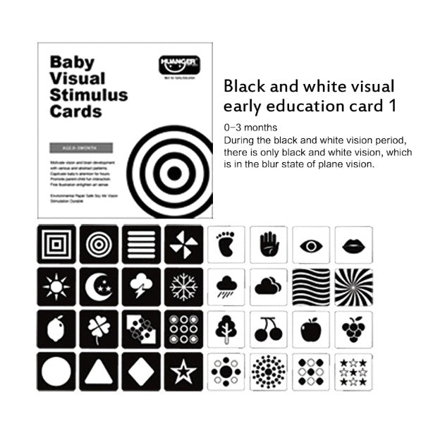 Baby Visual Stimulation Training Card | Black White High Contrast Early Educational Learning Flash Cards - Boo & Bub