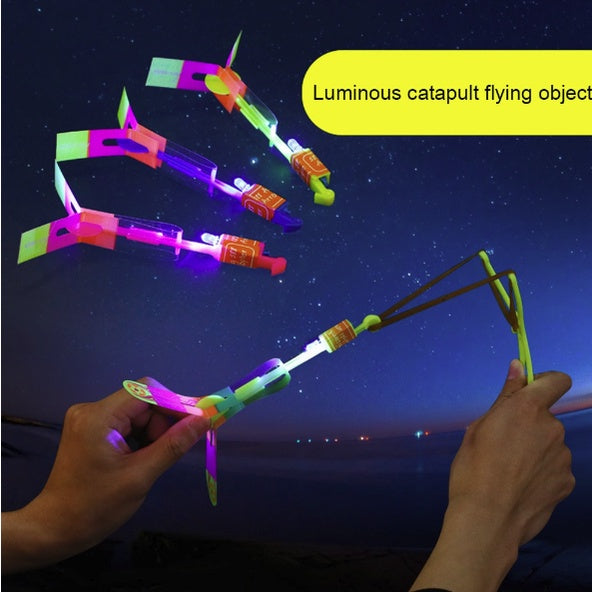 LED Slingshot Bamboo Shoe | Dragonfly Parachute Light Shooting Catapult Flying Arrows Kids Toys for Kid - Boo & Bub