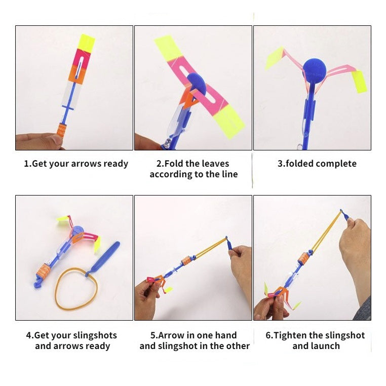LED Slingshot Bamboo Shoe | Dragonfly Parachute Light Shooting Catapult Flying Arrows Kids Toys for Kid - Boo & Bub