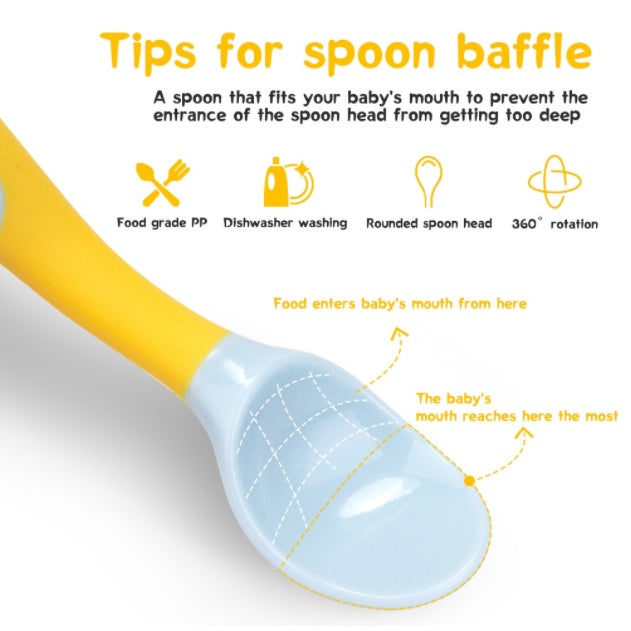 Flexible Baby spoon and fork set with travel case | Easy to hold utensils for toddler kid feeding dining set - Boo & Bub