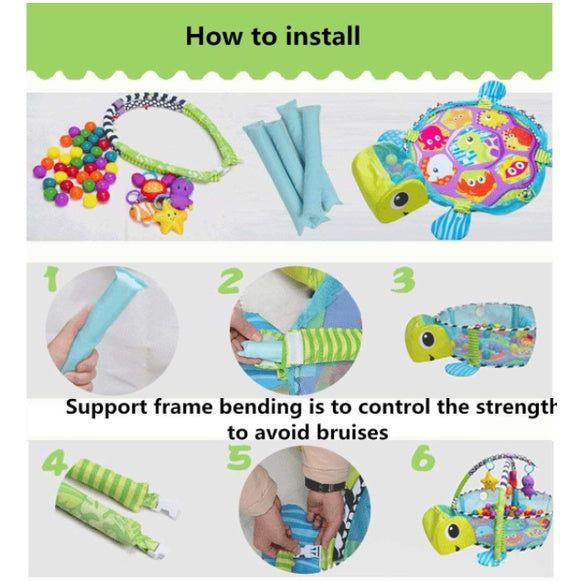 3-in-1 Baby Activity Gym Mat | Crawling Blanket Infant Game Pad Play Rug Turtle Design Play Mat Children Kids Gift - Boo & Bub