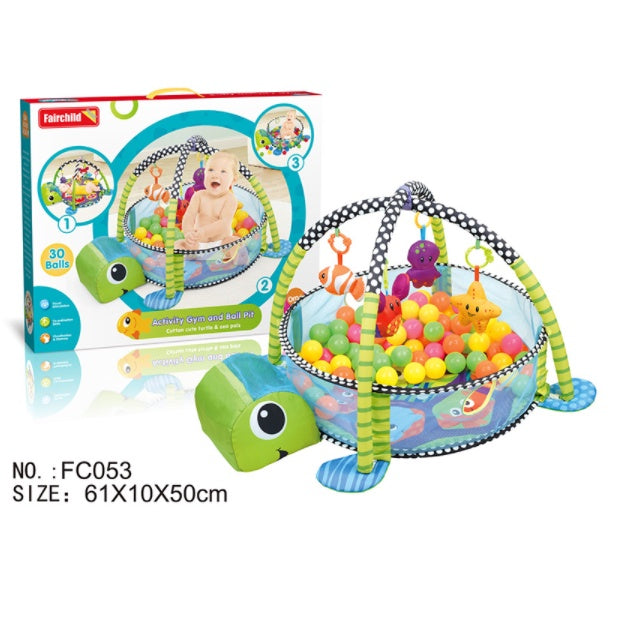 3-in-1 Baby Activity Gym Mat | Crawling Blanket Infant Game Pad Play Rug Turtle Design Play Mat Children Kids Gift - Boo & Bub