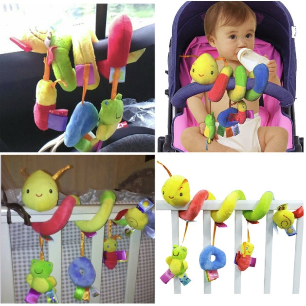 Baby Spiral Rattles Toys | Hanging Plush Infant Squeaky Hand Bells Mobile Cartoon Bed Stroller Pacifier Toy Toddler - Boo & Bub