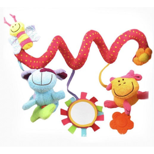Baby Spiral Rattles Toys | Hanging Plush Infant Squeaky Hand Bells Mobile Cartoon Bed Stroller Pacifier Toy Toddler - Boo & Bub