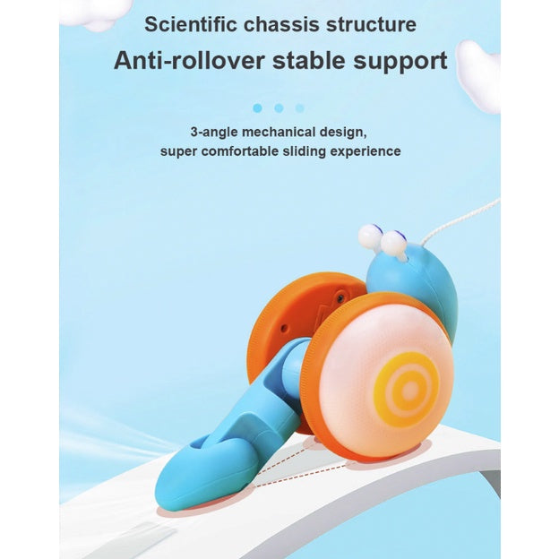 Pull String Cartoon Snail Car toy | Baby Learn to Crawl and Pull Toy Light and Music Early Education Toy - Boo & Bub