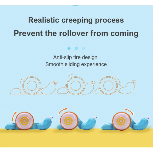 Pull String Cartoon Snail Car toy | Baby Learn to Crawl and Pull Toy Light and Music Early Education Toy - Boo & Bub