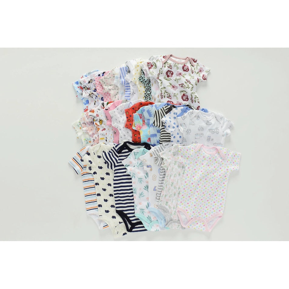 Boo&Bub Baby Print Color Rompers | Newborn Infant Boy Girl Clothing Short Sleeve romper Clothes | Baju Bayi - Boo & Bub