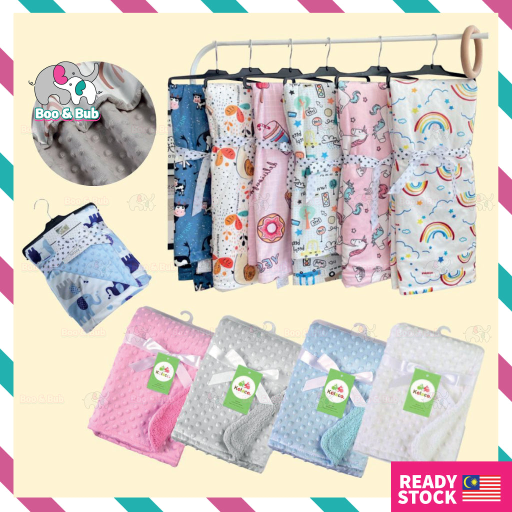 Boo&Bub 120 x 75 CM Baby Baby Dot Blanket | Quilt Flannel Fleece Infant Swaddle Wrap Selimut Kanak-Kanak 婴儿豆豆被 - Boo & Bub