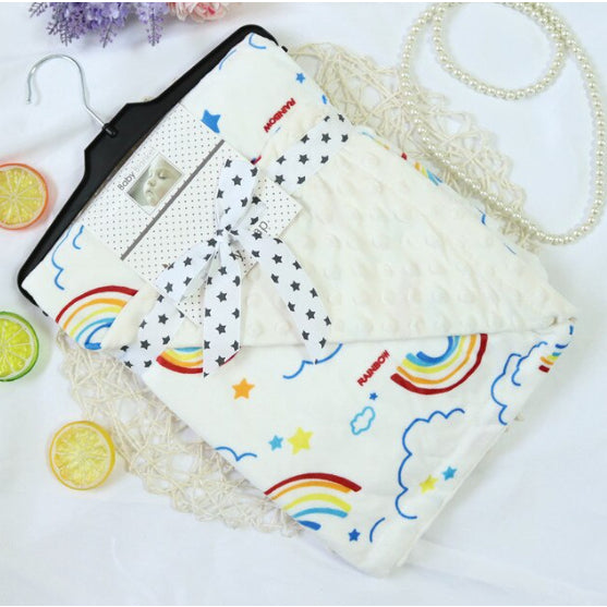 Boo&Bub 120 x 75 CM Baby Baby Dot Blanket | Quilt Flannel Fleece Infant Swaddle Wrap Selimut Kanak-Kanak 婴儿豆豆被 - Boo & Bub