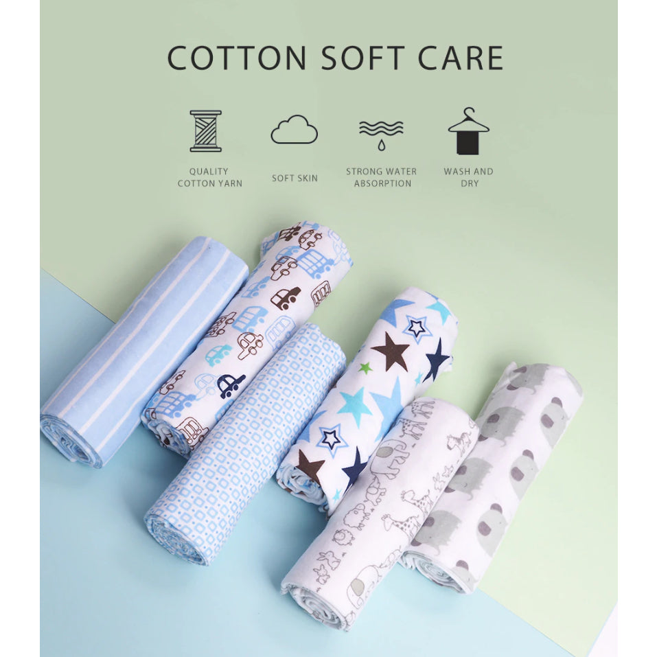 Boo&Bub 102 x 76 cm 4pcs/pack baby blankets | newborn crib sheets cot linen 100% cotton Flannel printing Muslin Diaper - Boo & Bub